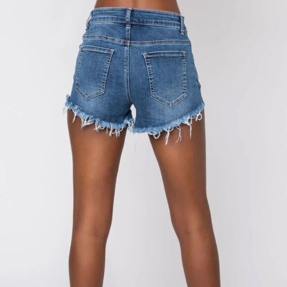 Akira Flex Fit High Waisted Super Stretchy Denim Shorts Distressed Size Small - Picture 3 of 9